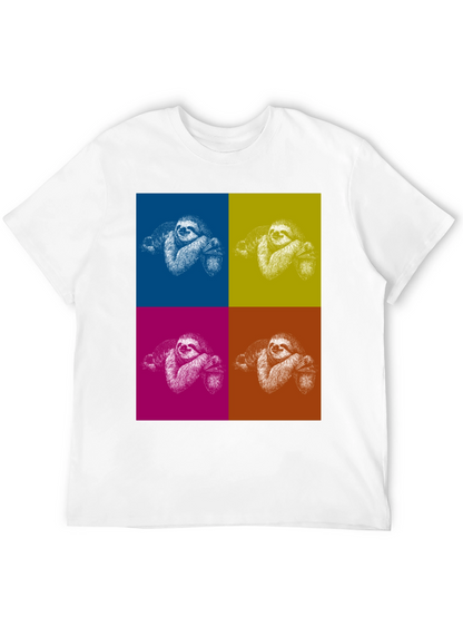 Camiseta Negra con Diseño de Perezosos Pop Art