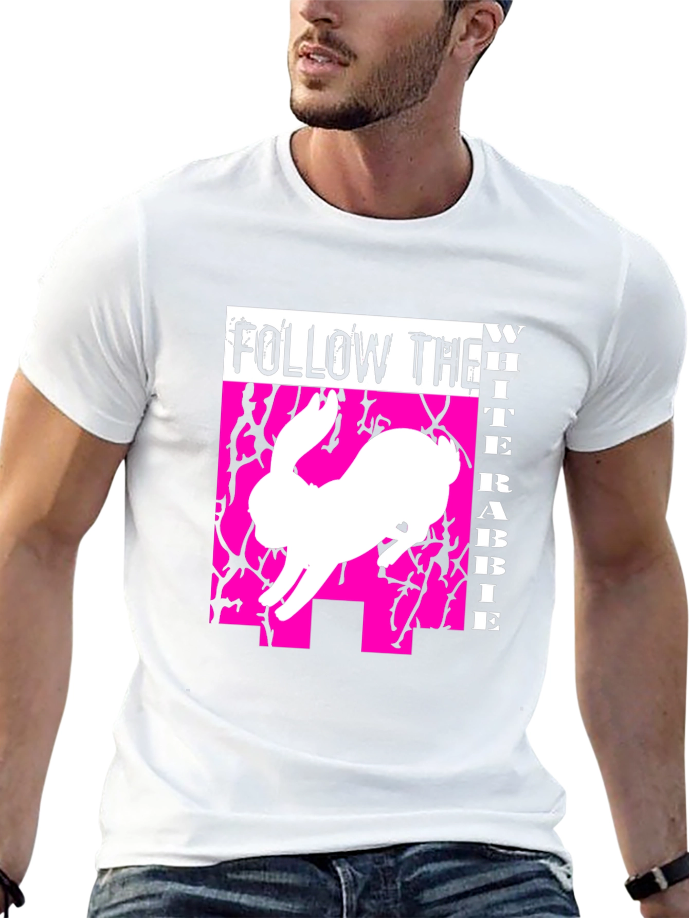Camiseta Sigue al Conejo Blanco Estilo Gráfico