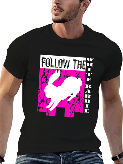Camiseta Sigue al Conejo Blanco Estilo Gráfico