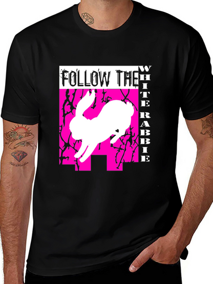 Camiseta Sigue al Conejo Blanco Estilo Gráfico