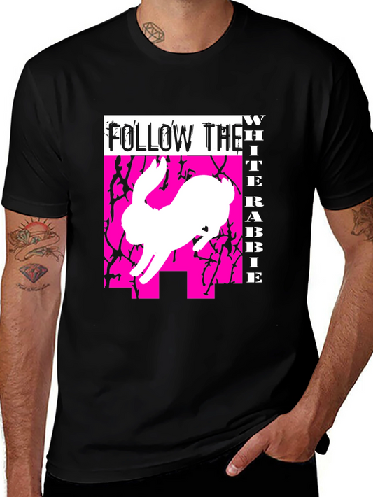 Camiseta Sigue al Conejo Blanco Estilo Gráfico