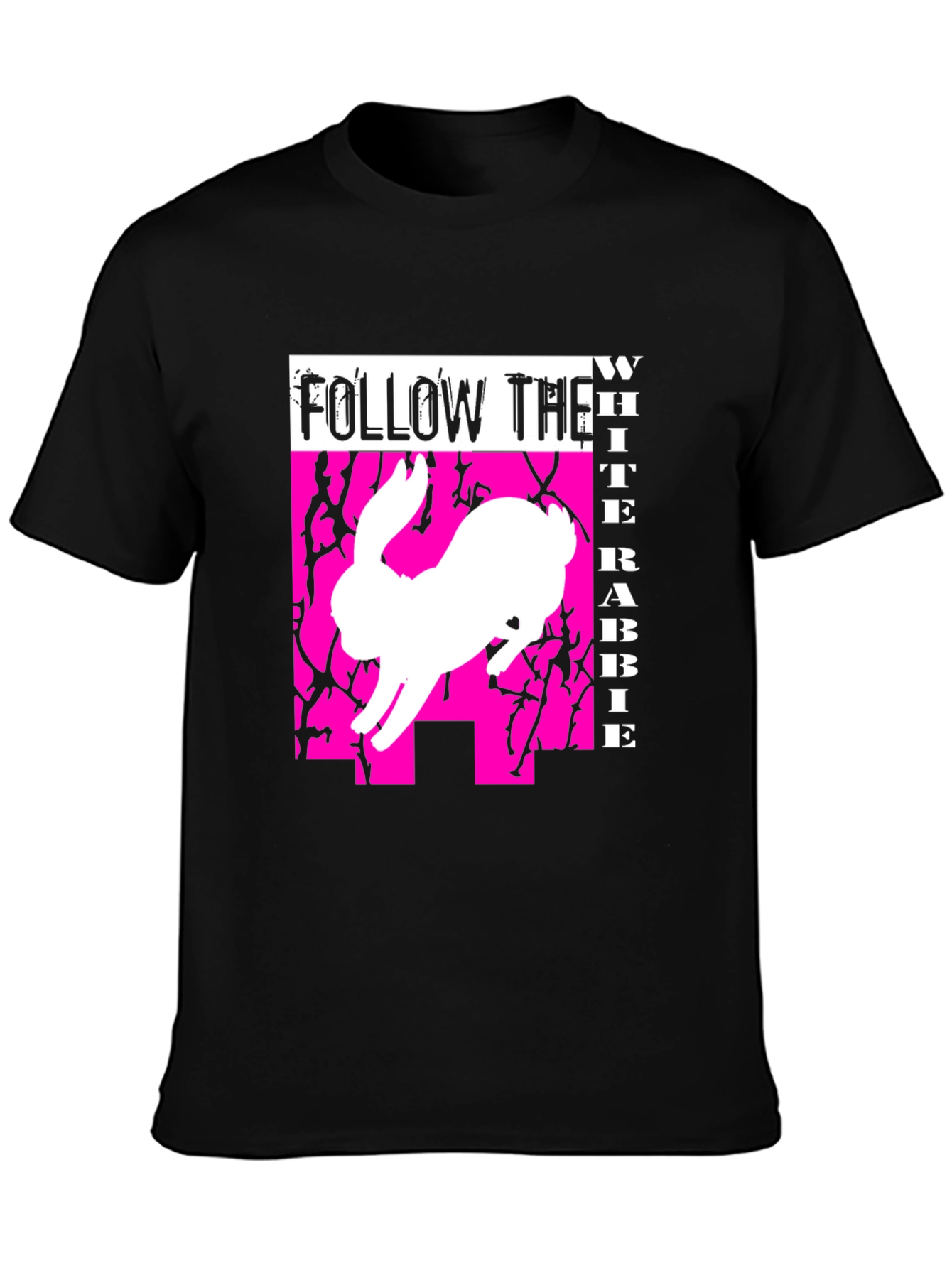 Camiseta Sigue al Conejo Blanco Estilo Gráfico