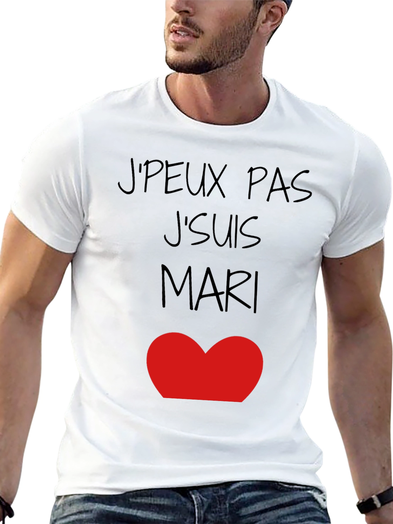 Camiseta Hombre JPEUX PAS JSUIS MARI ❤️ Algodón