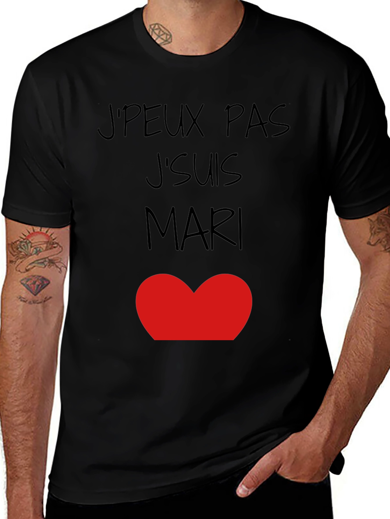 Camiseta Hombre JPEUX PAS JSUIS MARI ❤️ Algodón