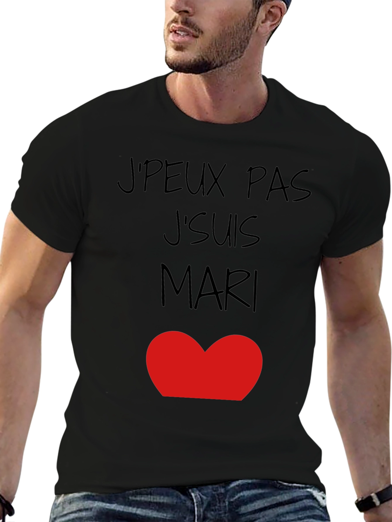 Camiseta Hombre JPEUX PAS JSUIS MARI ❤️ Algodón