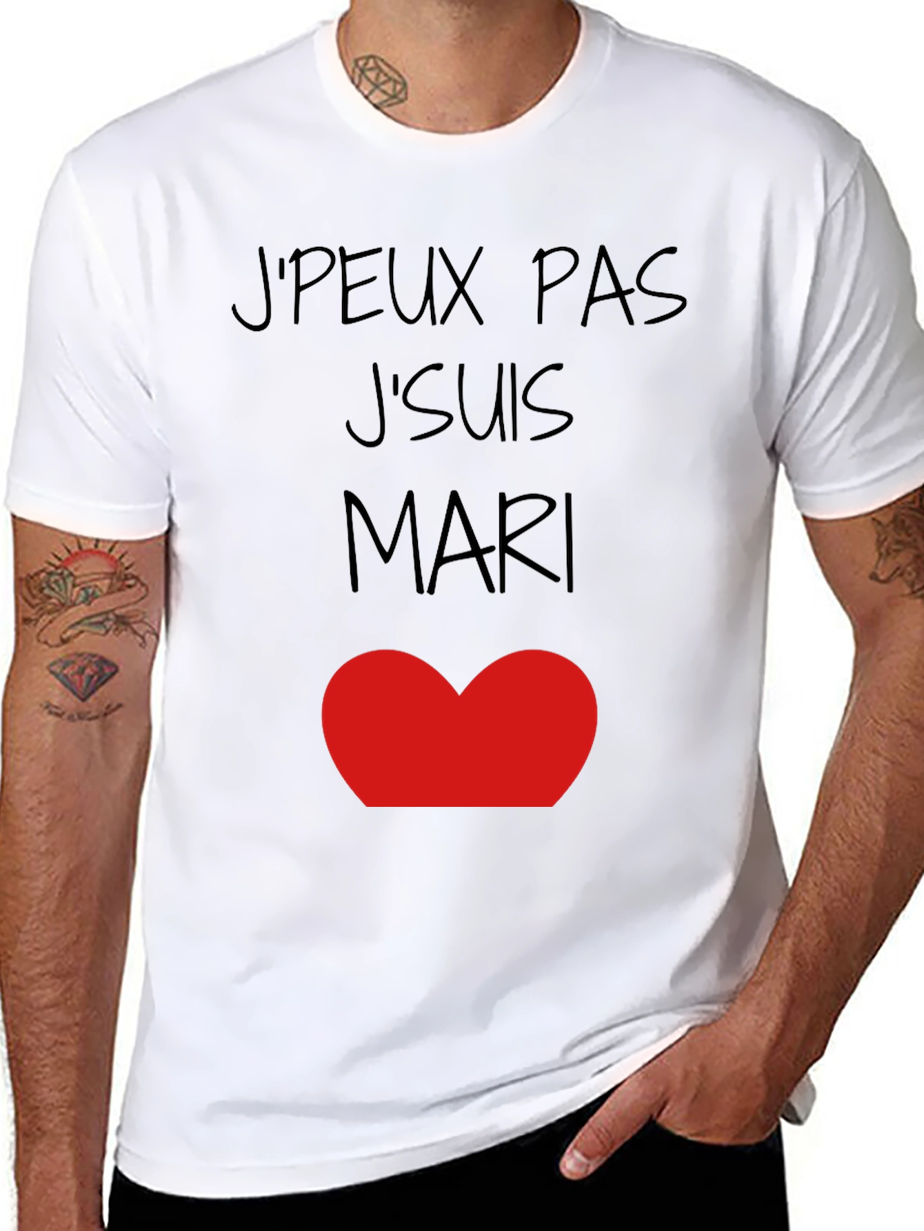 Camiseta Hombre JPEUX PAS JSUIS MARI ❤️ Algodón
