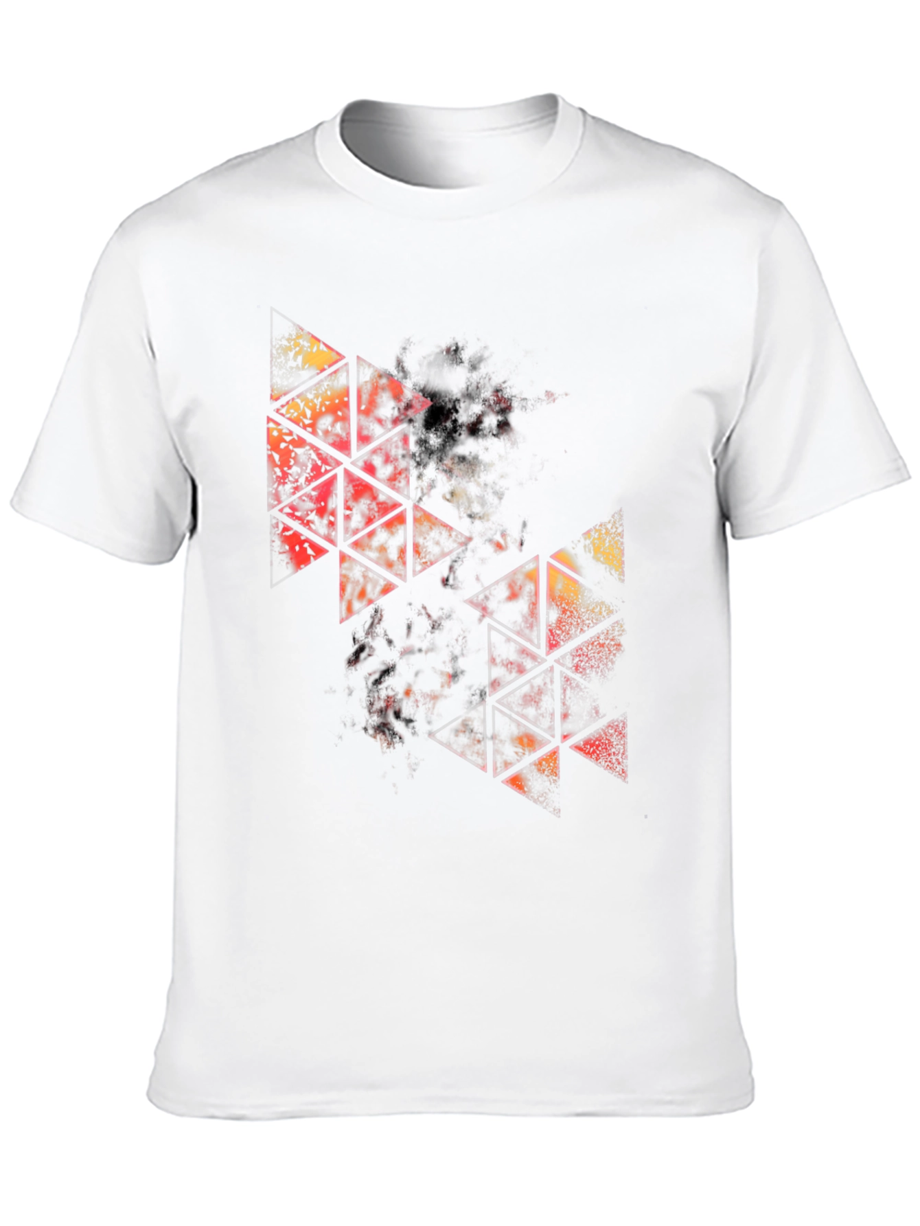 Camiseta Negra con Diseño Abstracto de Triángulos