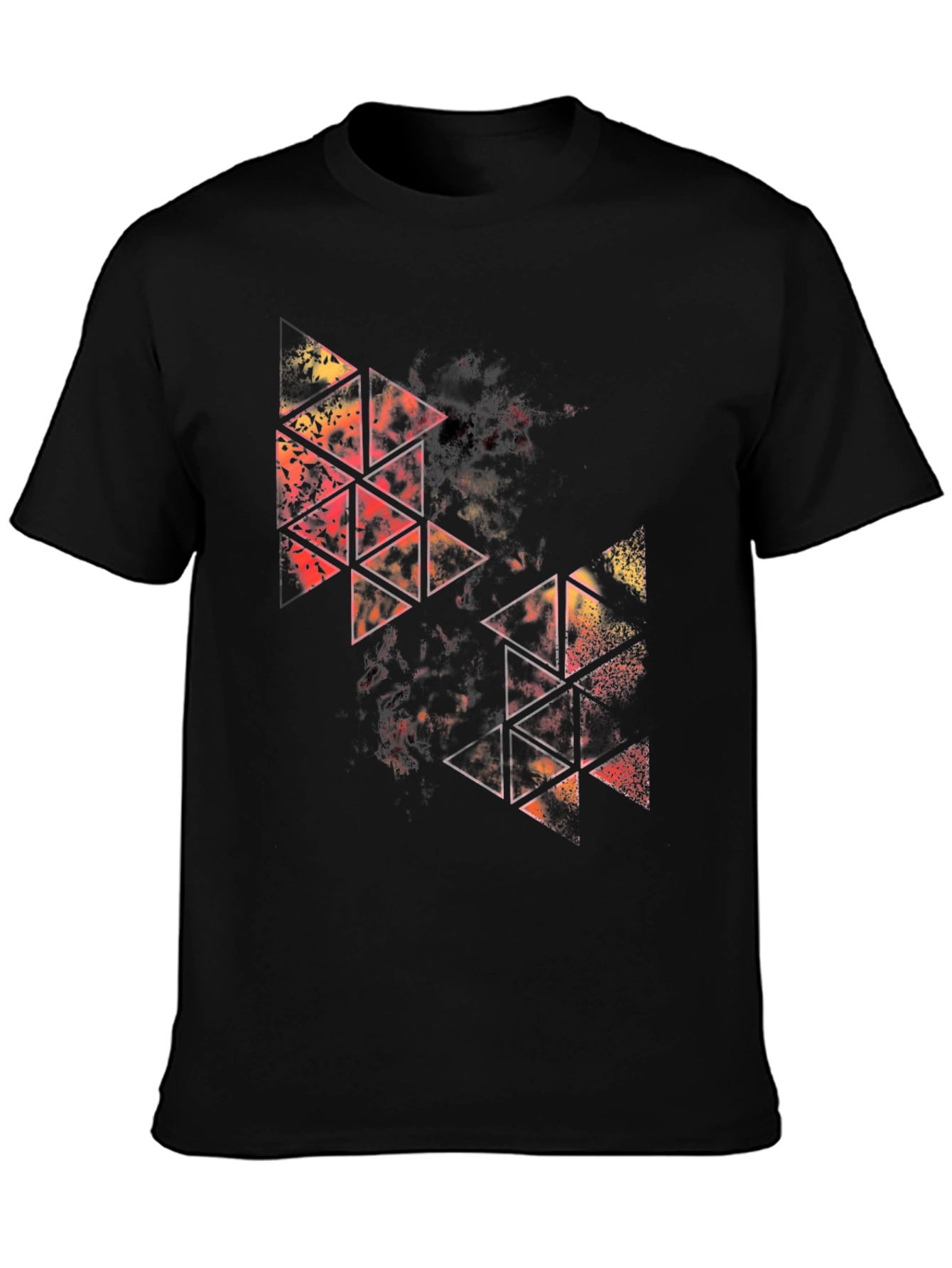Camiseta Negra con Diseño Abstracto de Triángulos