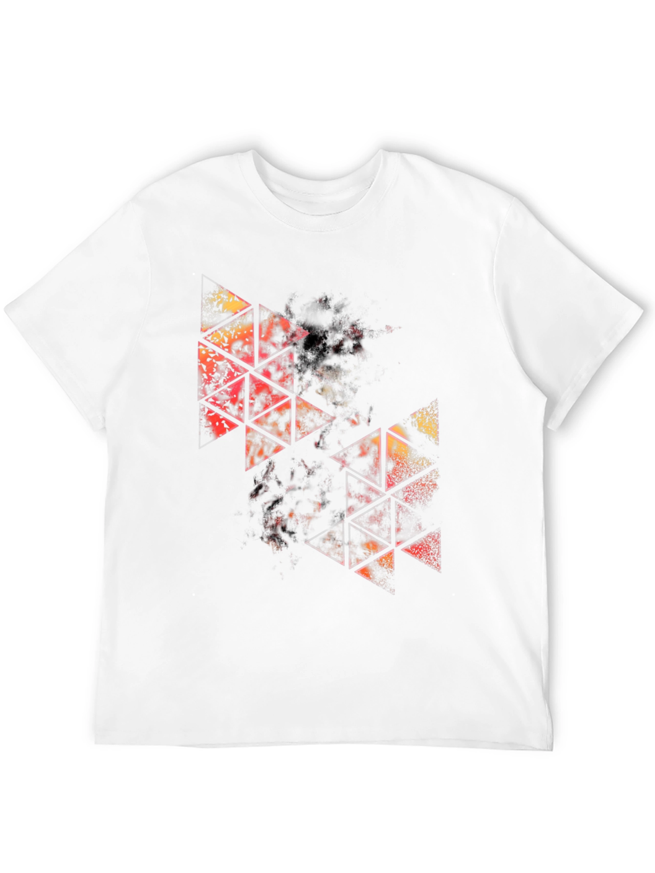Camiseta Negra con Diseño Abstracto de Triángulos